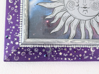8 x 6" Wall Hanging Picture Frame. Metallic Purple Silver Celestial Cosmic Home Decor