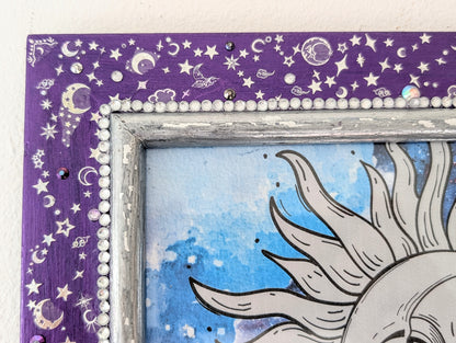 8 x 6" Wall Hanging Picture Frame. Metallic Purple Silver Celestial Cosmic Home Decor