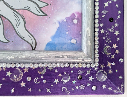 8 x 6" Wall Hanging Picture Frame. Metallic Purple Silver Celestial Cosmic Home Decor