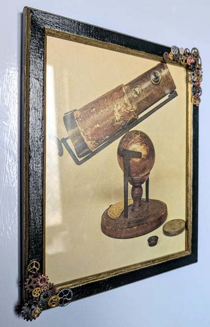 10 x 8" Green & Gold Picture Frame. Steampunk Metal Cogs Detailing Home Wall Hanging Home Decore