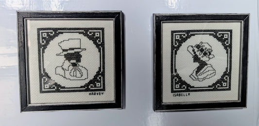 2 x Black & Silver 5½" Square Picture Frames. Wall Hanging Only Simple Gothic House Decor