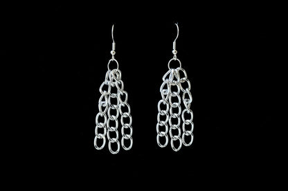 Handmade Dangle Chain Earrings Silver tone Metal Punk Girl Teen Gift