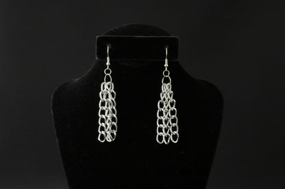 Handmade Dangle Chain Earrings Silver tone Metal Punk Girl Teen Gift