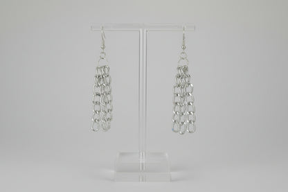 Handmade Dangle Chain Earrings Silver tone Metal Punk Girl Teen Gift