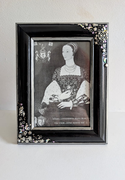 4 x 6" Portrait Freestanding Black and Silver Picture Frame - Moon and Stars Gothic Home Decor