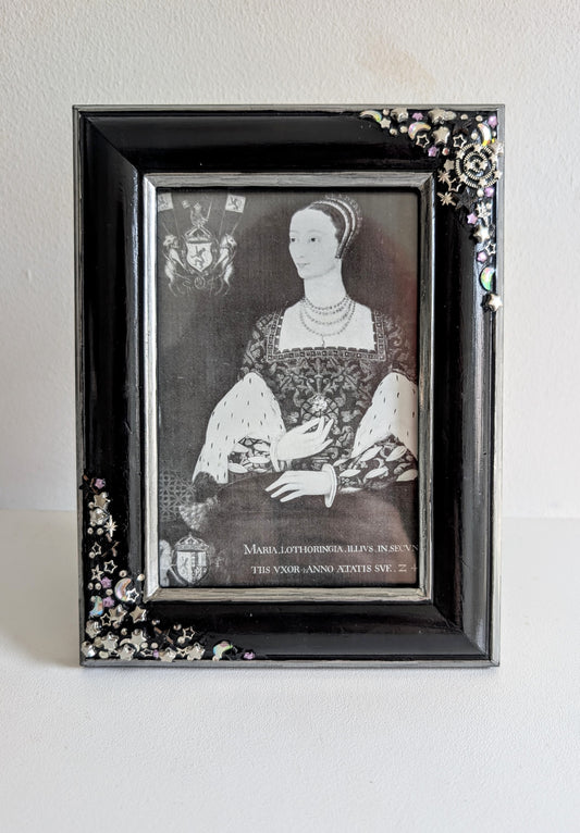 4 x 6" Portrait Freestanding Black and Silver Picture Frame - Moon and Stars Gothic Home Decor