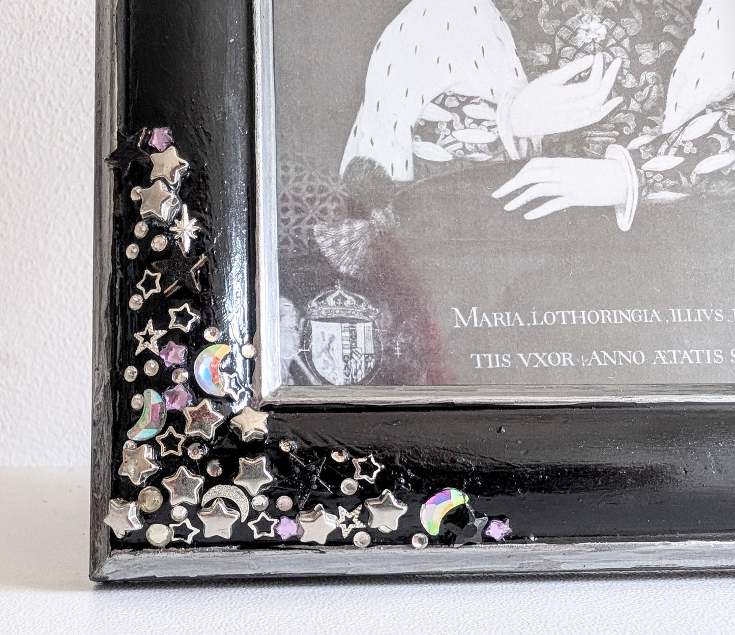 4 x 6" Portrait Freestanding Black and Silver Picture Frame - Moon and Stars Gothic Home Decor