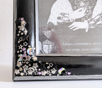 4 x 6" Portrait Freestanding Black and Silver Picture Frame - Moon and Stars Gothic Home Decor
