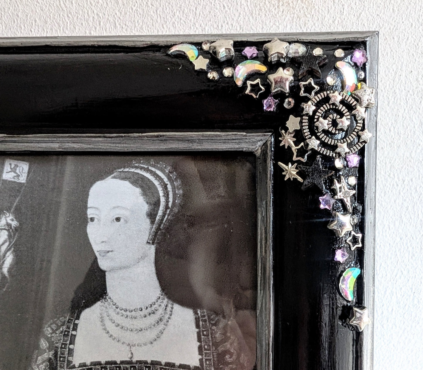 4 x 6" Portrait Freestanding Black and Silver Picture Frame - Moon and Stars Gothic Home Decor