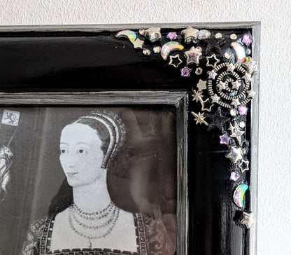 4 x 6" Portrait Freestanding Black and Silver Picture Frame - Moon and Stars Gothic Home Decor