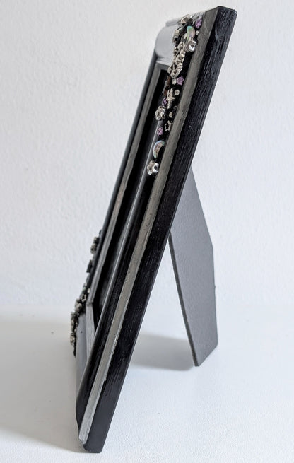 4 x 6" Portrait Freestanding Black and Silver Picture Frame - Moon and Stars Gothic Home Decor