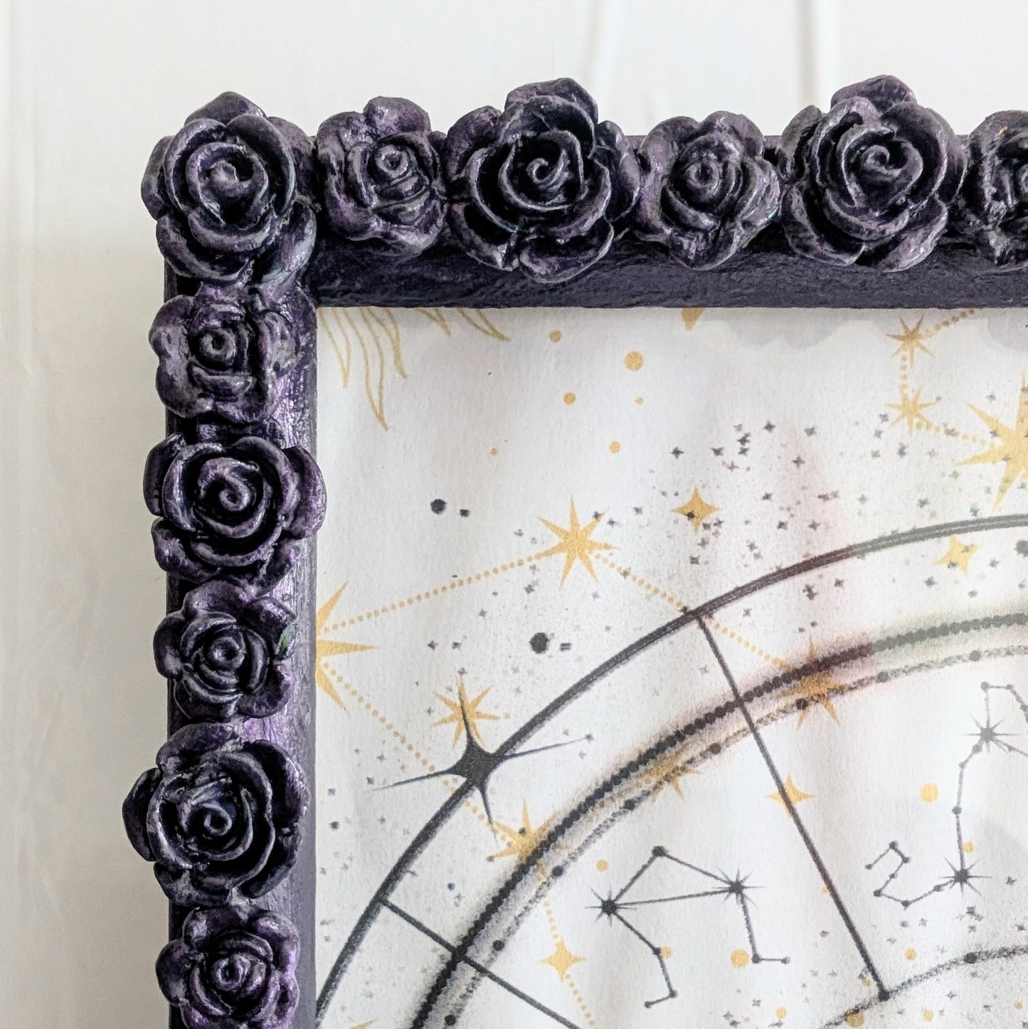 5 x 7" Portrait Wall Hanging Picture Frame. Purple Roses Romantic Gothic House Decor Gift