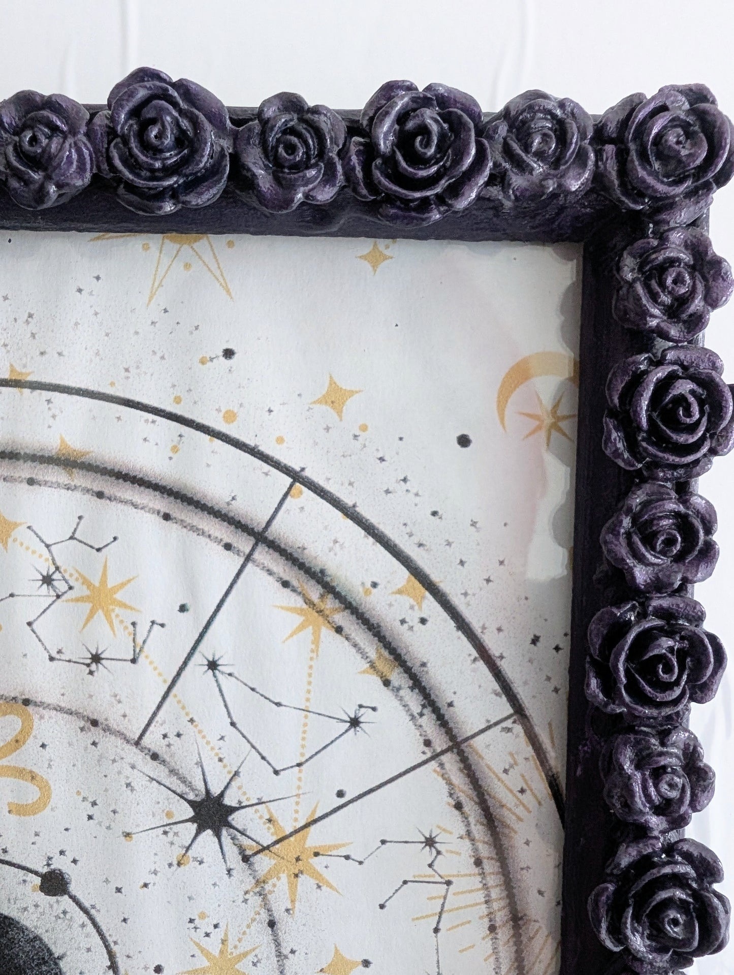 5 x 7" Portrait Wall Hanging Picture Frame. Purple Roses Romantic Gothic House Decor Gift