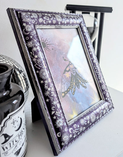 4 x 6" Portrait Freestanding Picture Frame Purple + Silver Celestial Inspired Home Decor