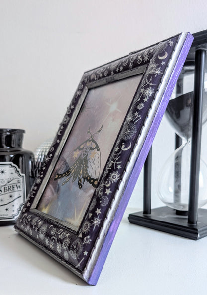 4 x 6" Portrait Freestanding Picture Frame Purple + Silver Celestial Inspired Home Decor