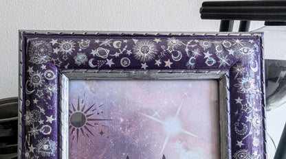4 x 6" Portrait Freestanding Picture Frame Purple + Silver Celestial Inspired Home Decor
