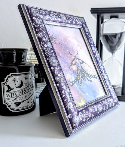 4 x 6" Portrait Freestanding Picture Frame Purple + Silver Celestial Inspired Home Decor