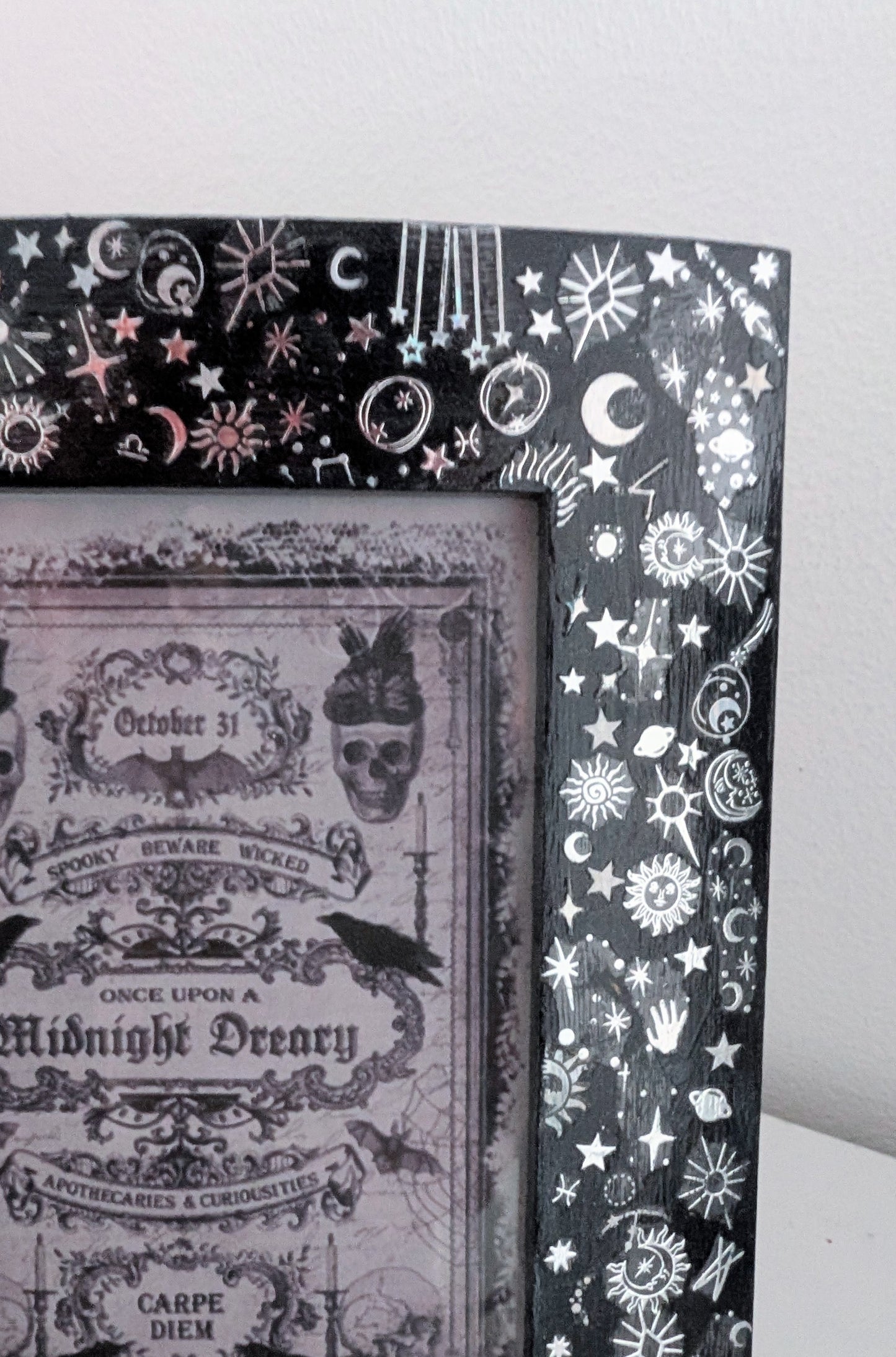 4 x 6" Portraint Picture Frame Dark Blue and Silver Celestial Cosmos Inspired Home Decor Gift