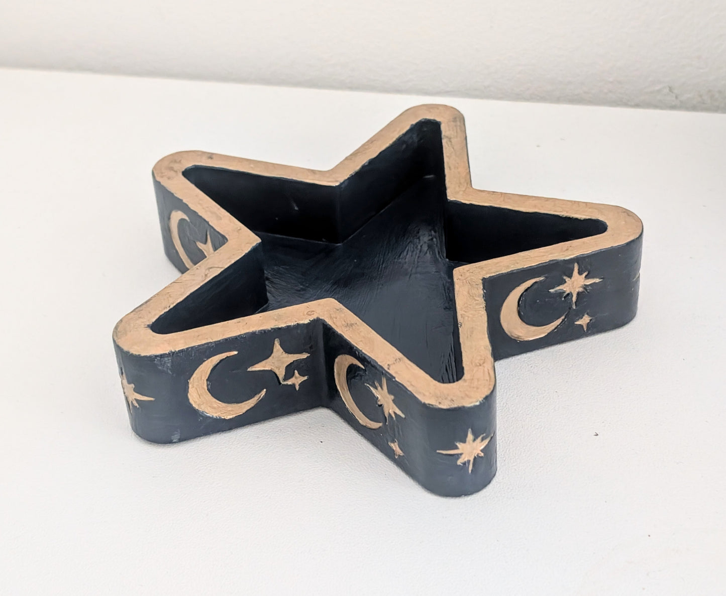 Chunky Star Trinket Ring Dish in Blue and Gold, Gothic Dressing Table Home Decor Gift