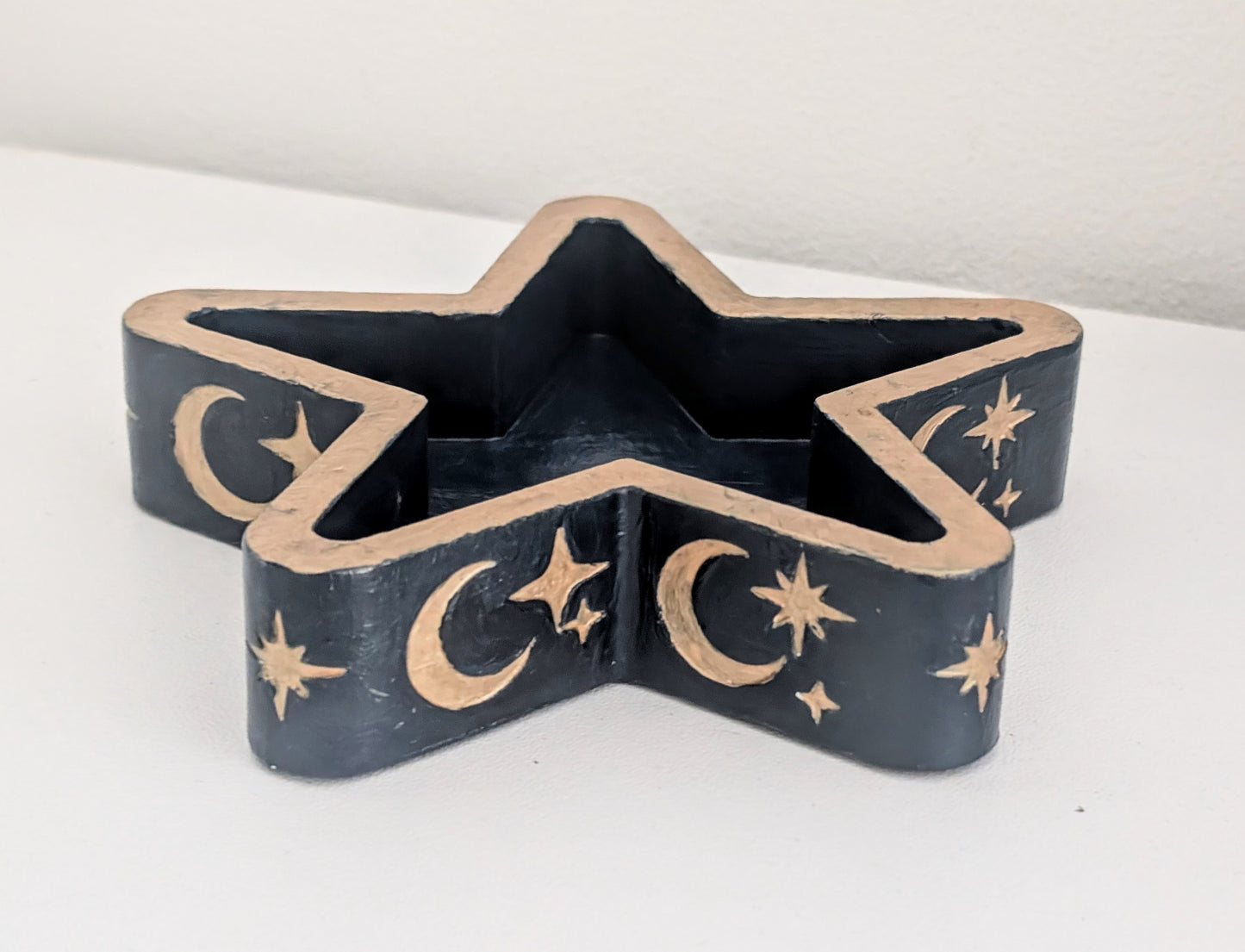 Chunky Star Trinket Ring Dish in Blue and Gold, Gothic Dressing Table Home Decor Gift
