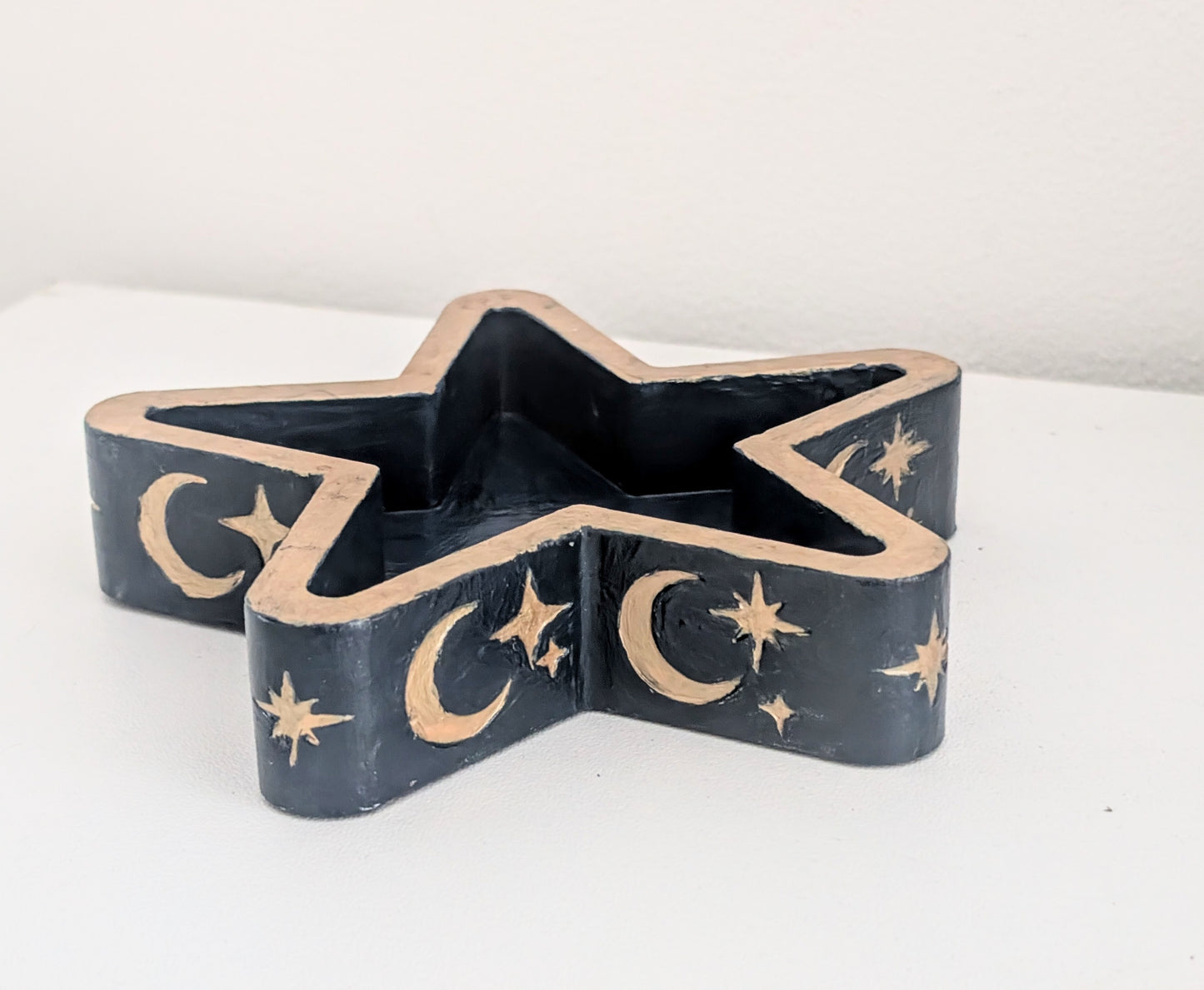 Chunky Star Trinket Ring Dish in Blue and Gold, Gothic Dressing Table Home Decor Gift