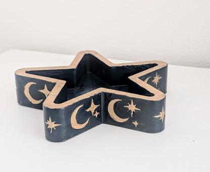 Chunky Star Trinket Ring Dish in Blue and Gold, Gothic Dressing Table Home Decor Gift