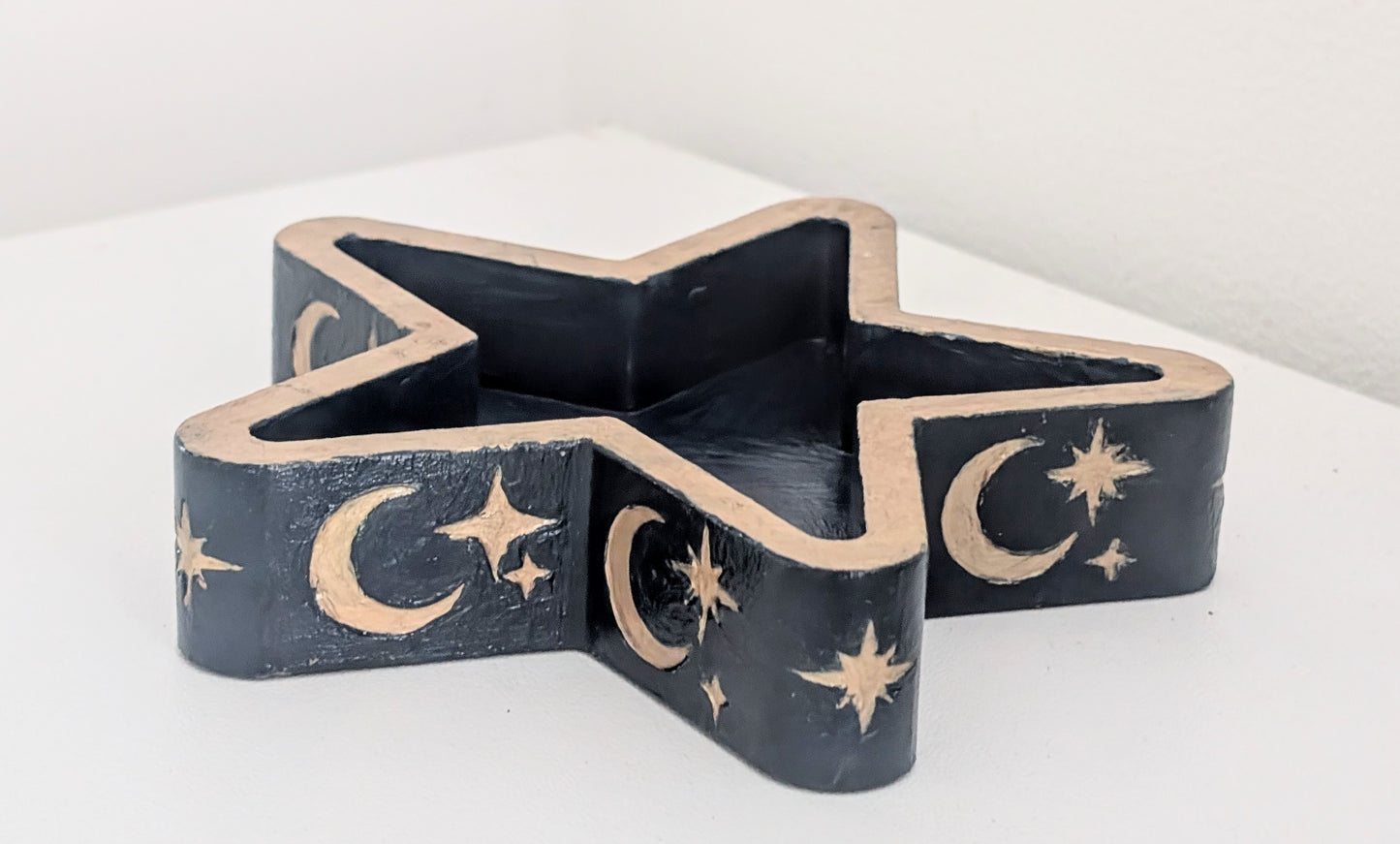 Chunky Star Trinket Ring Dish in Blue and Gold, Gothic Dressing Table Home Decor Gift