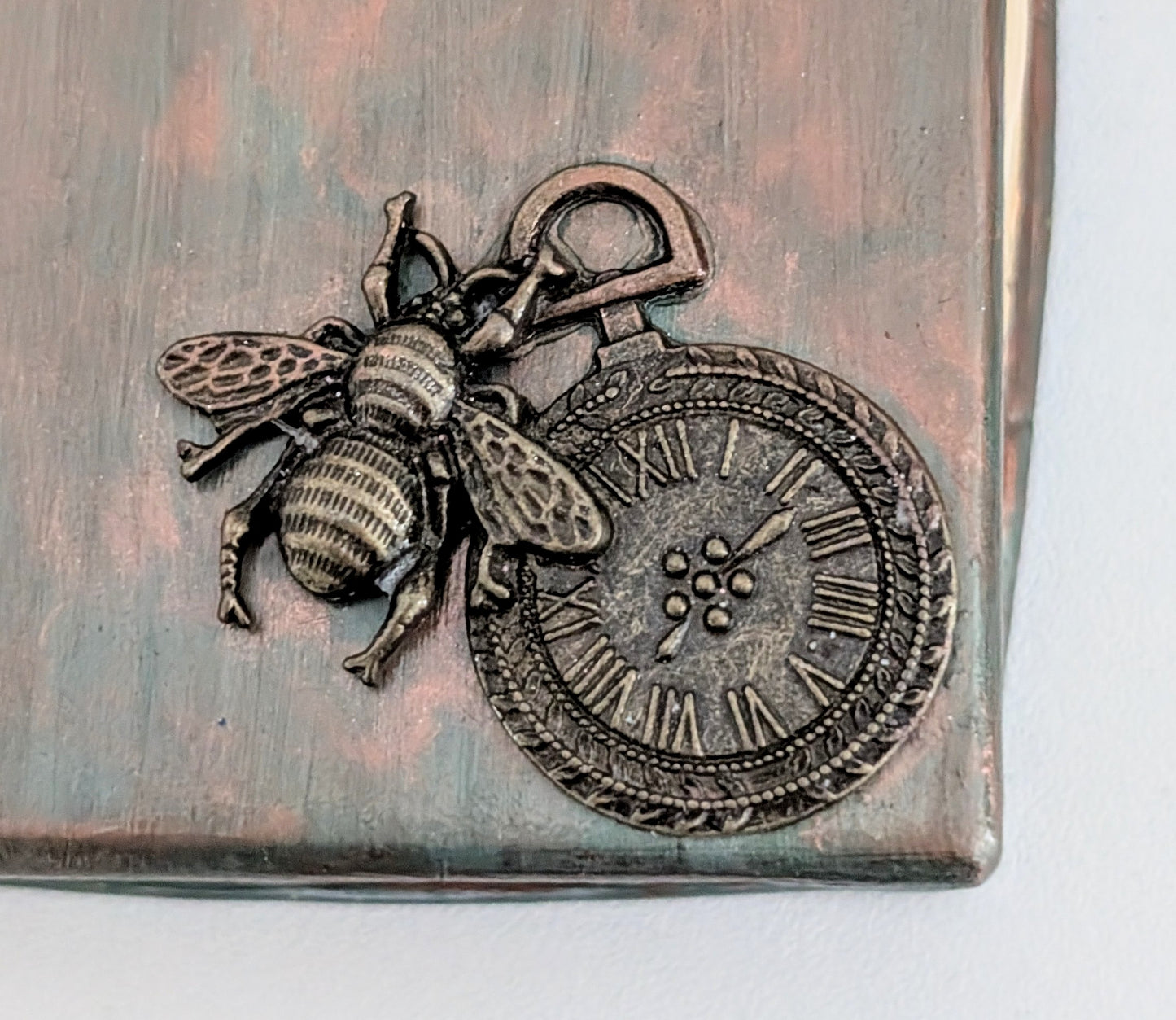 Handcast Jewellery Holder Trinket Box With Bee, Clock and Cogs.Steampunk Inspired Home Gift
