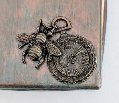 Handcast Jewellery Holder Trinket Box With Bee, Clock and Cogs.Steampunk Inspired Home Gift