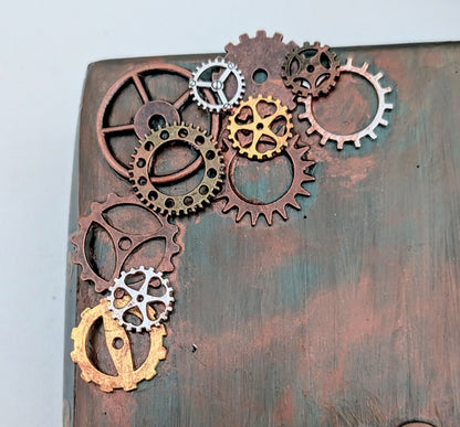 Handcast Jewellery Holder Trinket Box With Bee, Clock and Cogs.Steampunk Inspired Home Gift