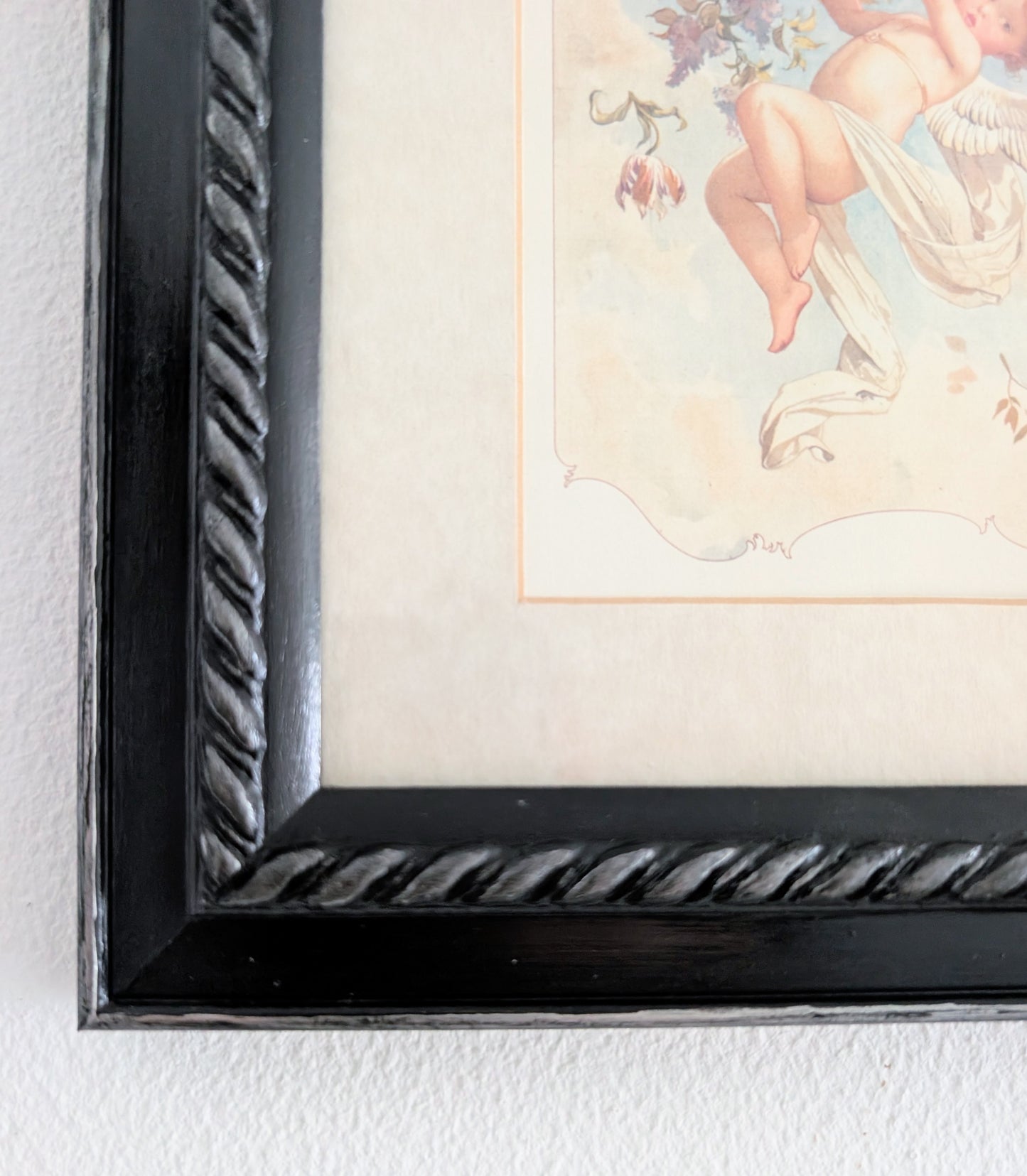 8 x 6.5" Picture Frame Wall Hanging Portrait Hand Painted In Black and Silver Gothic Home Decor