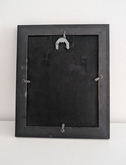 8 x 6.5" Picture Frame Wall Hanging Portrait Hand Painted In Black and Silver Gothic Home Decor