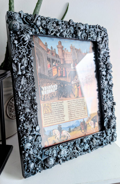8 x 10" Picture Frame Wall Hanging Freestanding Chunky Gothic Home Decor Blue with Brushed SIlver