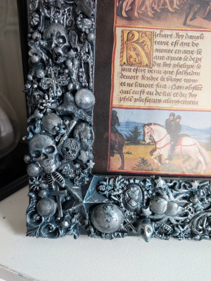 8 x 10" Picture Frame Wall Hanging Freestanding Chunky Gothic Home Decor Blue with Brushed SIlver