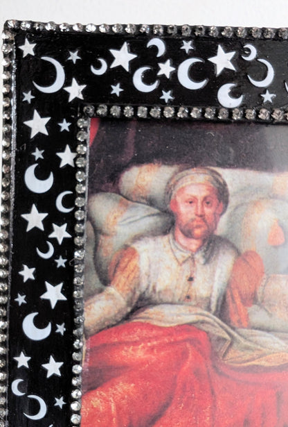 6 x 4" Portrait Picture Frame Free Standing Black and White Celestial Home Decor DIamante Detailing