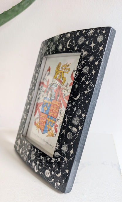 6 x 4" Wooden Picture Frame Wall Hanging and Freestanding Dark Blue and Silver Celestial Home Decor Gift