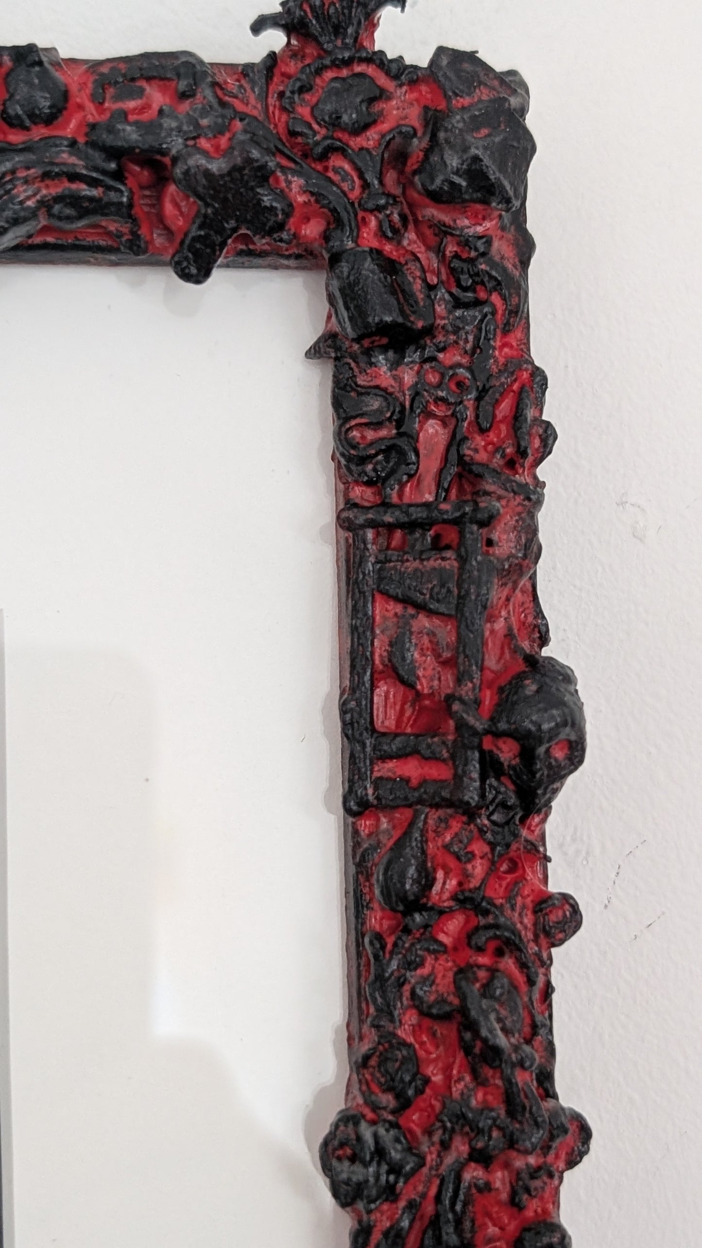 10 x 12" Picture Frame Wall Hanging Chunky Gothic Inspired Horror Home Decor In Red and Black