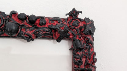 10 x 12" Picture Frame Wall Hanging Chunky Gothic Inspired Horror Home Decor In Red and Black