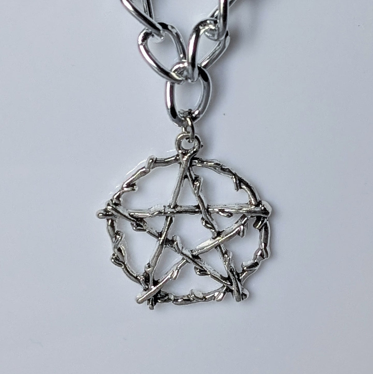 Handmade Silver Metal Pentagram Choker and Dangle Earrings Box Set - Gothic Ladies Gift