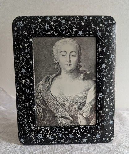 5 x7" Picture Frame Black with White Celestial Moon & Stars Design - Portrait Freestanding Home Decor