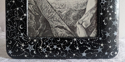 5 x7" Picture Frame Black with White Celestial Moon & Stars Design - Portrait Freestanding Home Decor