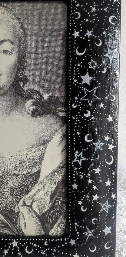 5 x7" Picture Frame Black with White Celestial Moon & Stars Design - Portrait Freestanding Home Decor