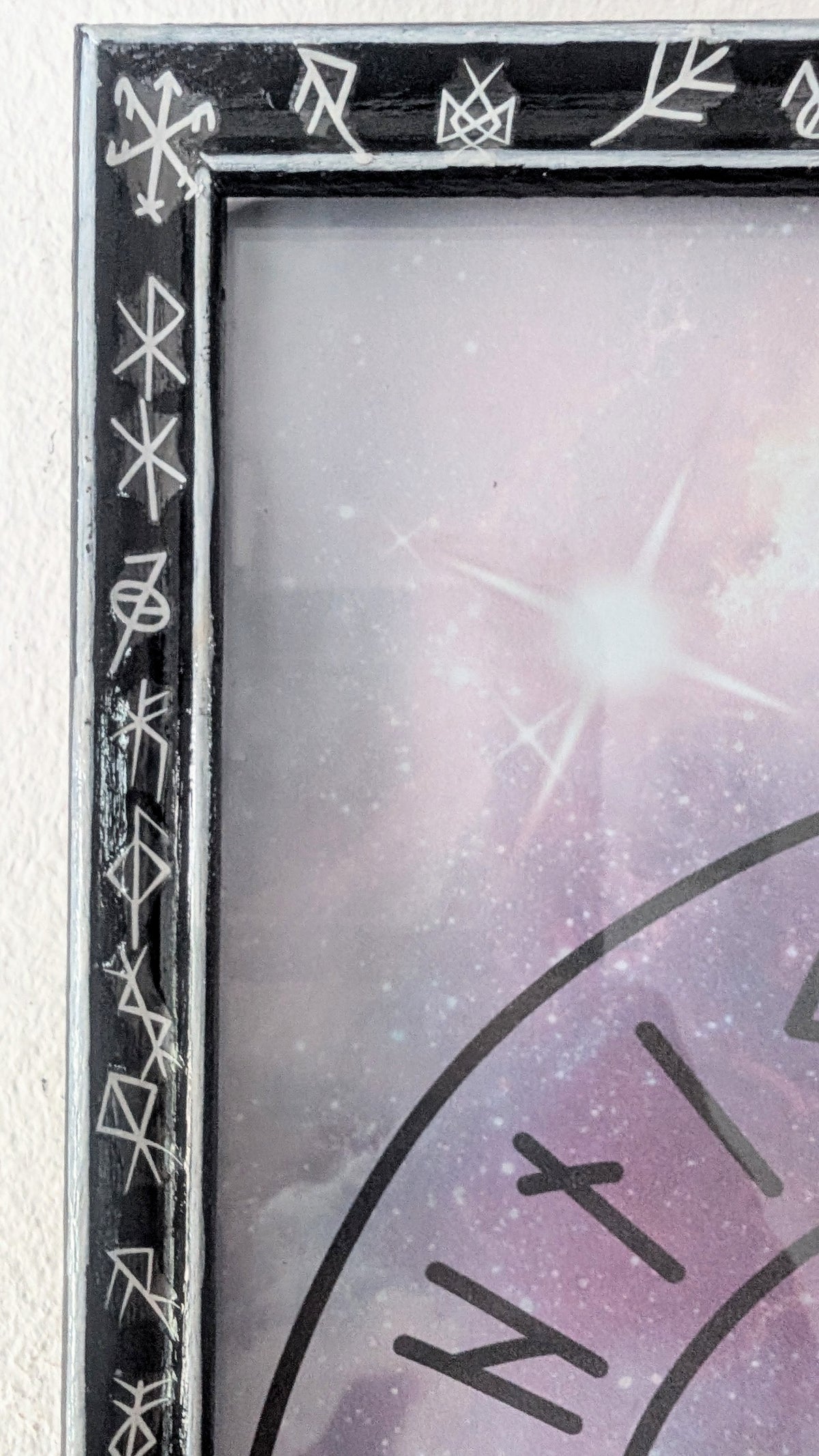 10 x 7.5" Picture Frame Black & White Elder Futhark Rune Design - Wiccan Pagan Whitchy Wall Hanging Decor