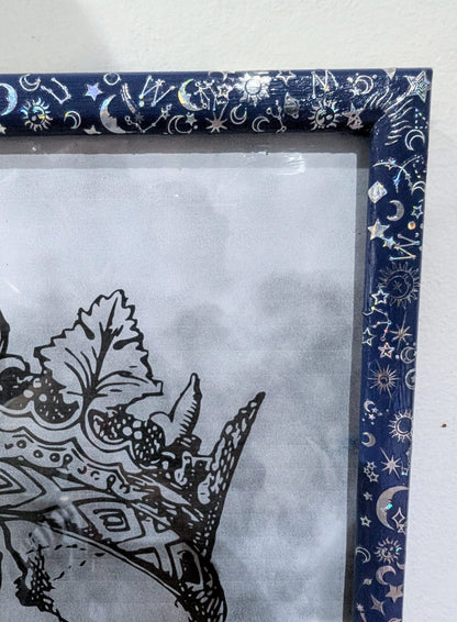 10 x 8" Blue + SIlver Holographic Celestial Wall Hanging Portrait Photo Frame Home Decor Gift