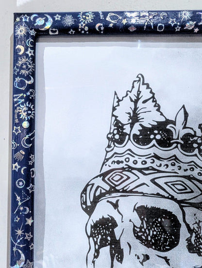 10 x 8" Blue + SIlver Holographic Celestial Wall Hanging Portrait Photo Frame Home Decor Gift