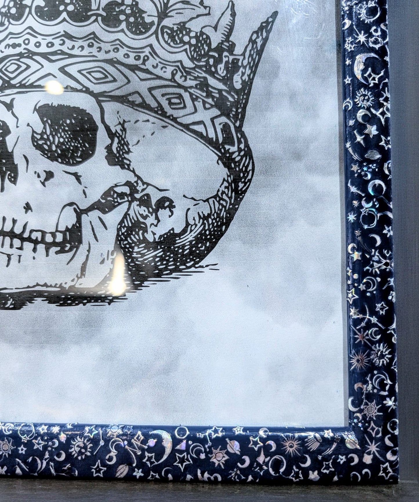 10 x 8" Blue + SIlver Holographic Celestial Wall Hanging Portrait Photo Frame Home Decor Gift