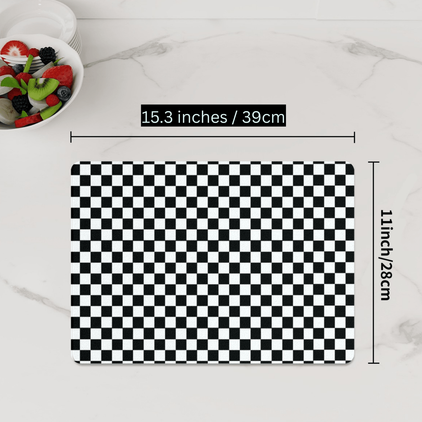 Black and White Check Tempered, Heatproof Glass Cutting Board. Worktop Saver, Cutting Board - Oh My Gothness