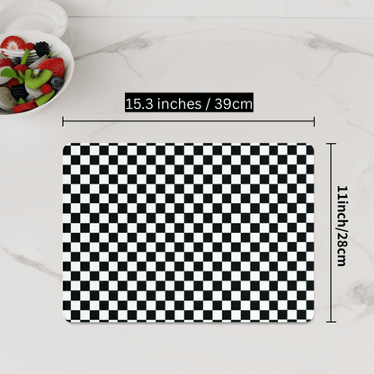 Black and White Check Tempered, Heatproof Glass Cutting Board. Worktop Saver, Cutting Board - Oh My Gothness
