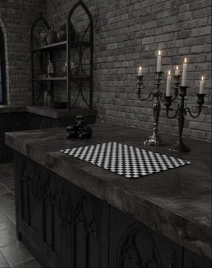 Black and White Check Tempered, Heatproof Glass Cutting Board. Worktop Saver, Cutting Board - Oh My Gothness