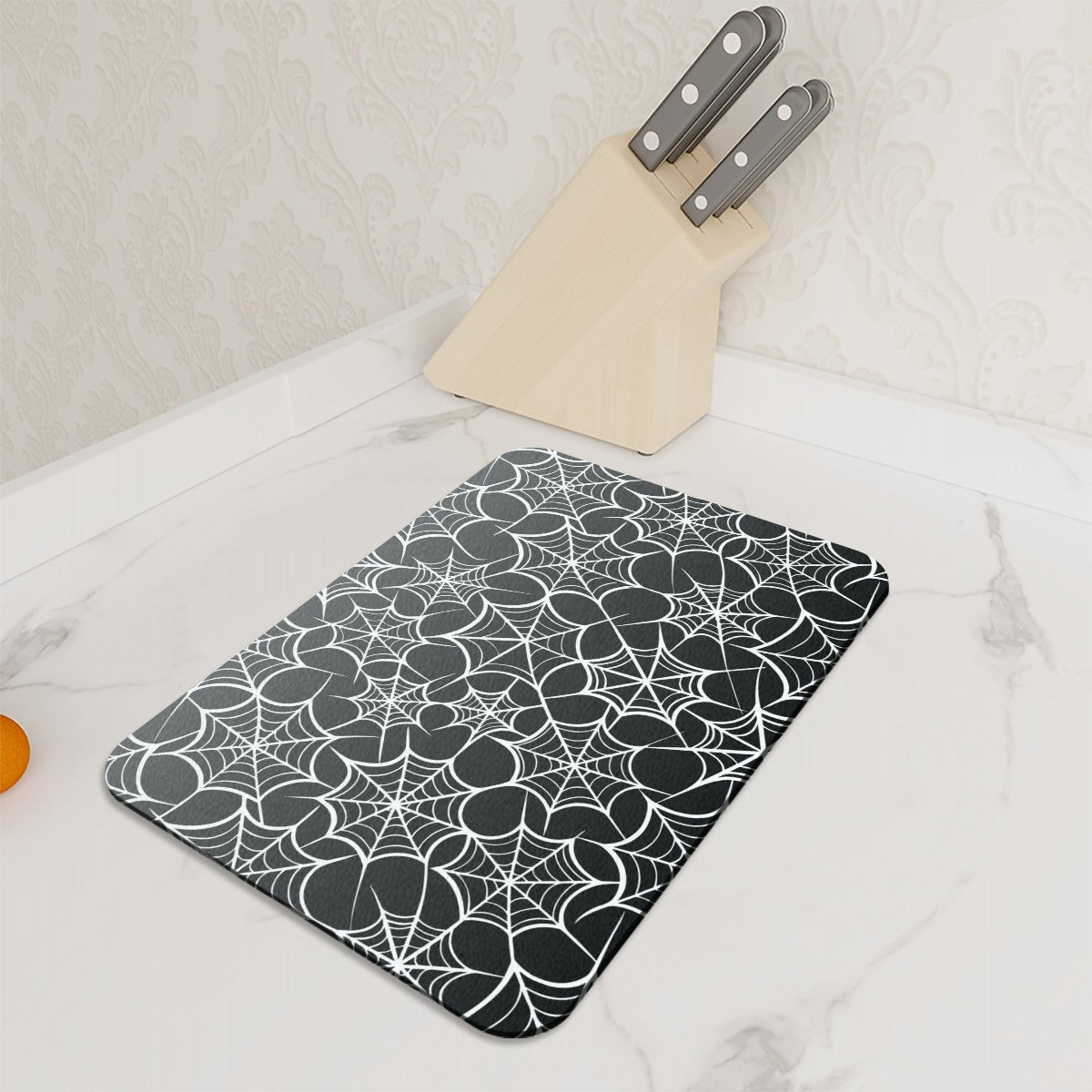 Black and White Cobweb / Spiderwebs Heatproof Tempered Glass Chopping / Cutting Board Worktop Saver - Oh My Gothness